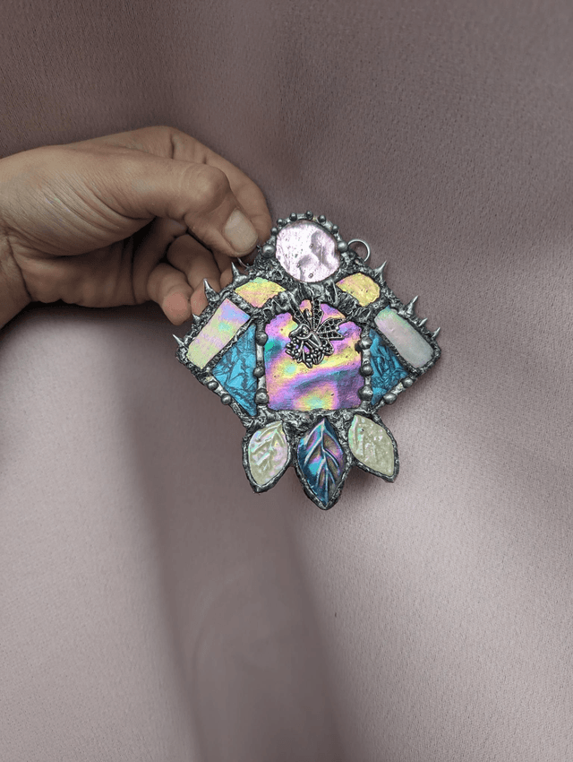 Stained glass fairy door , special decor, witchy, gift decor, suncatcher, window door hanging 