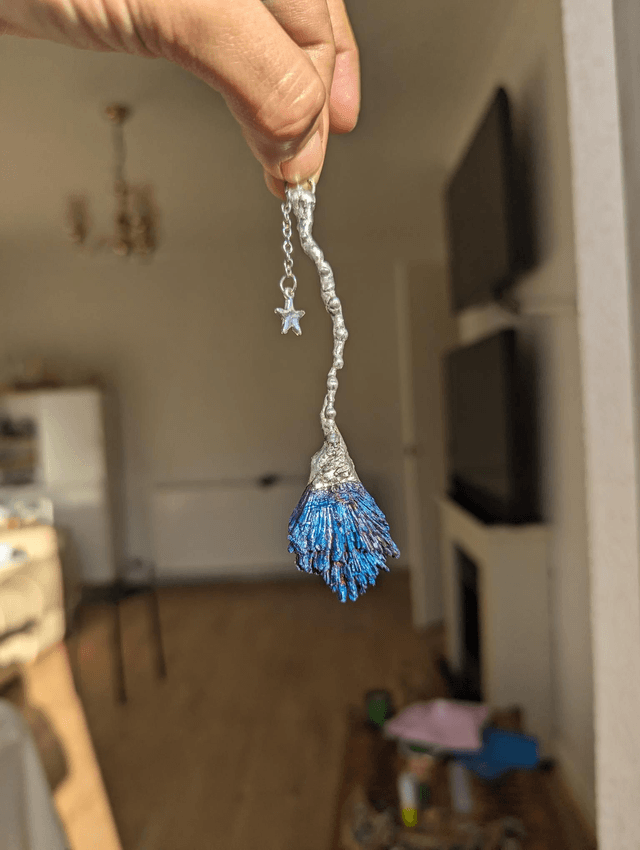 Witchy Broom with blue aura kyanite crystal 
