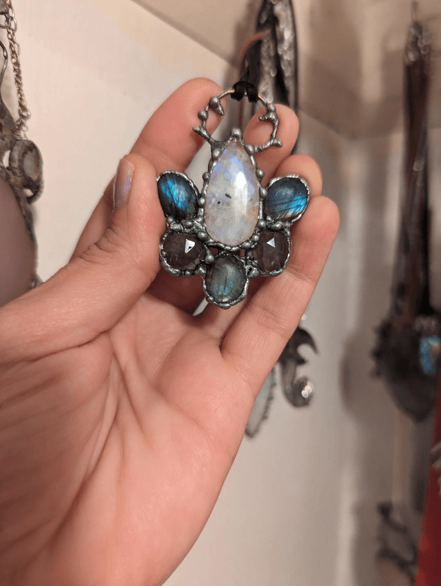 Statement  gift labradorite , rainbow moonstone, amethyst 