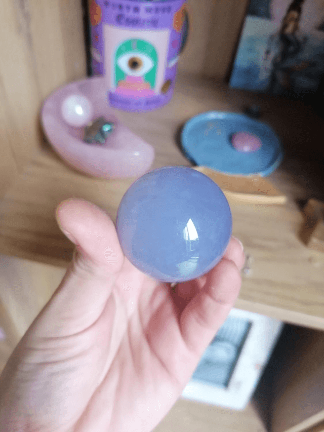 Crystal healing, pink amethyst cat, seraphinite sphere, chalcedony, goethita, aragonite gift