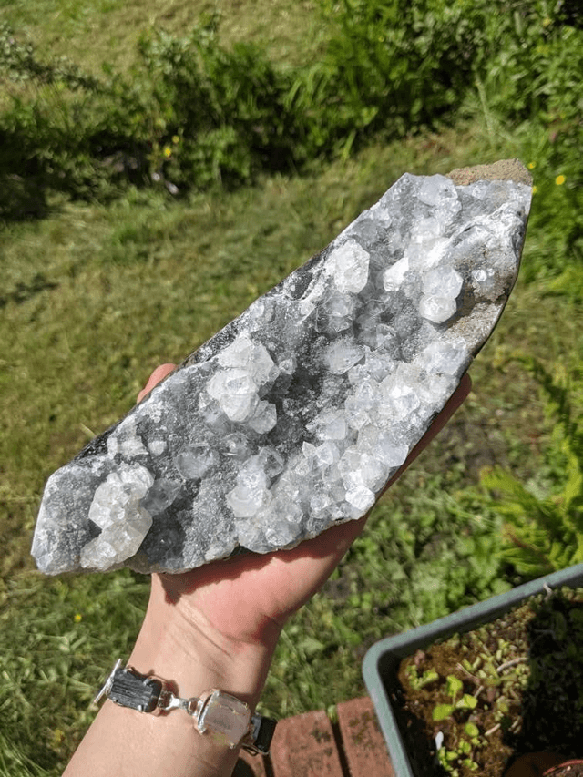 Aphophyllite on blue Chalcedony, rare crystal from Brazil 