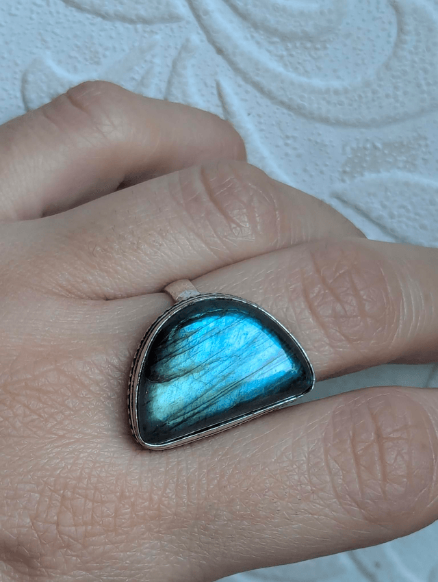 Labradorite ring silver plated size N UK 8us