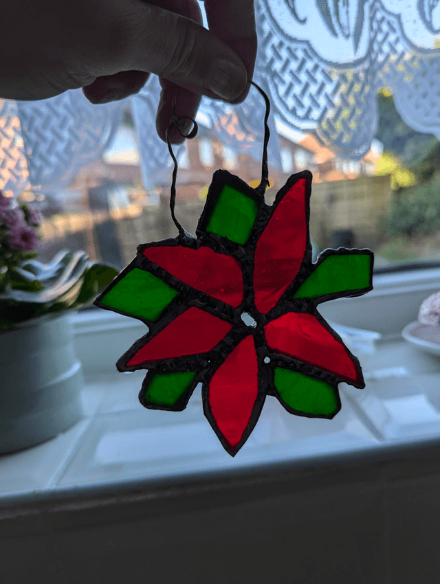 Handmade stained glass Poinsettia flower 