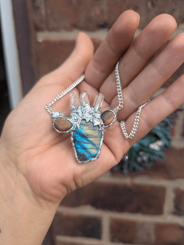 Labradorite quartz and tiger eye statement 