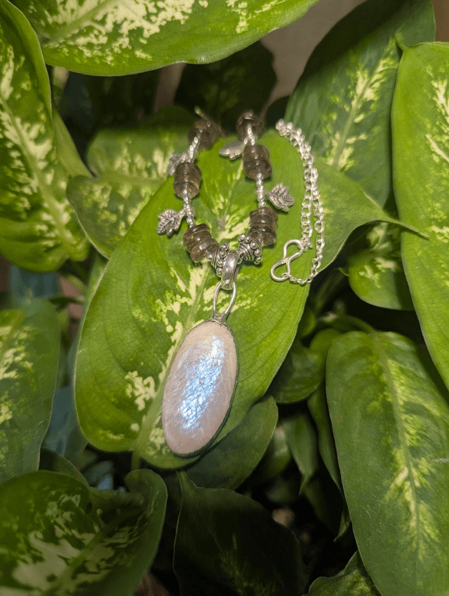 African moonstone and smoky quartz necklace autumn 
