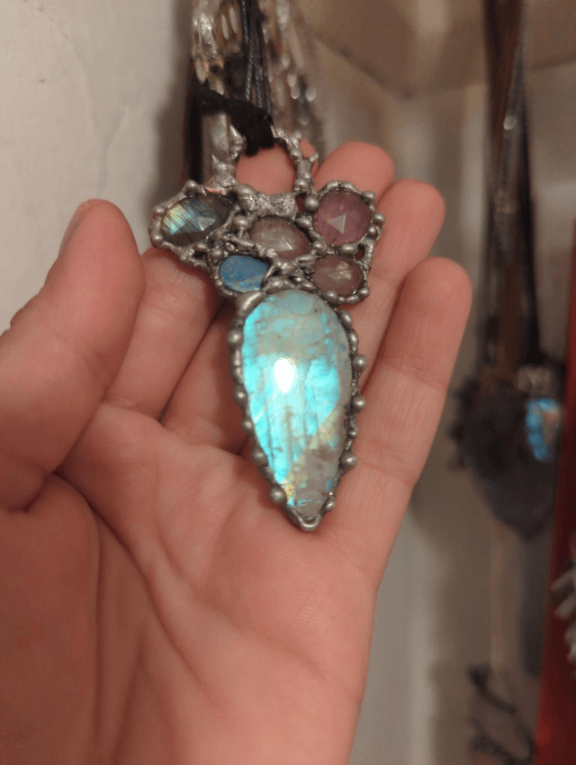 Statement gift rainbow moonstone, natural morganite , soldered jewelry, labradorite, 