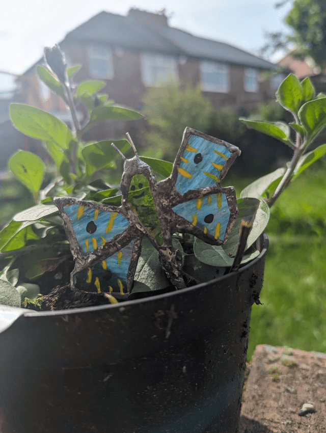 Stained glass decor gift, butterfly , suncatcher plant pot accessories 