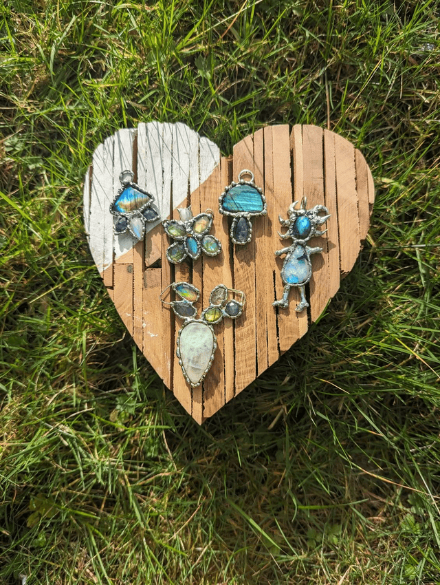 Witch necklace, goddess , rainbow moonstone statement, aurora opal, labradorite 