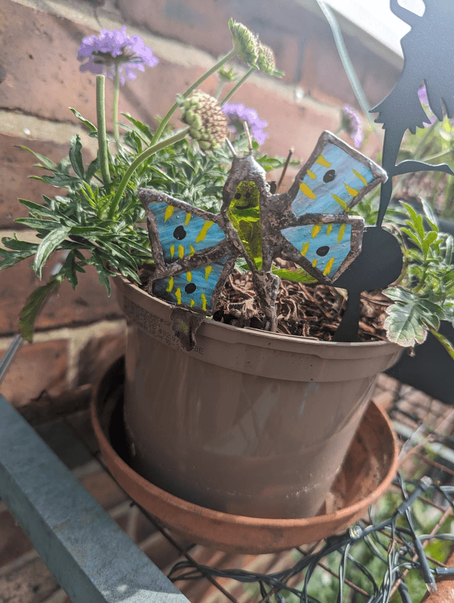 Stained glass decor gift, butterfly , suncatcher plant pot accessories 