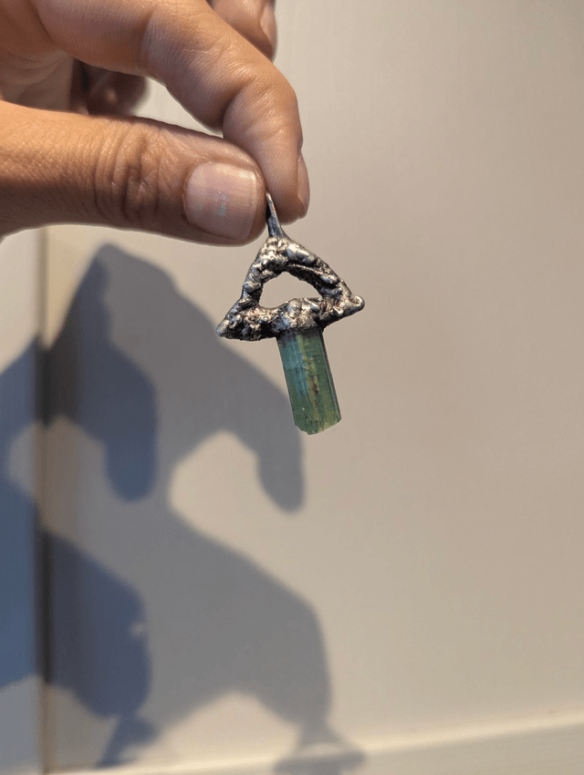 Green teal tourmaline mushroom shaped 