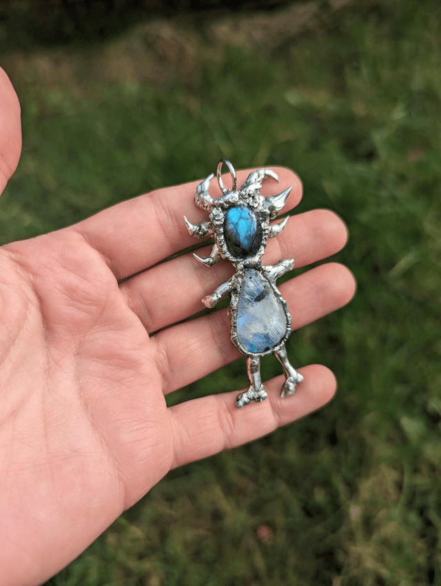 Witch necklace, goddess , rainbow moonstone statement, aurora opal, labradorite 