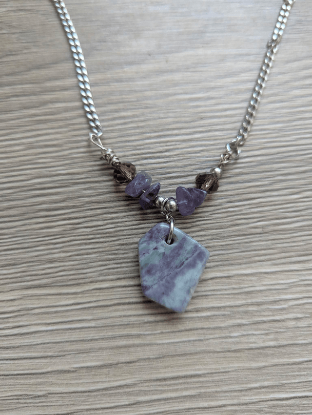 Rare kammererite necklace with amethyst beads 