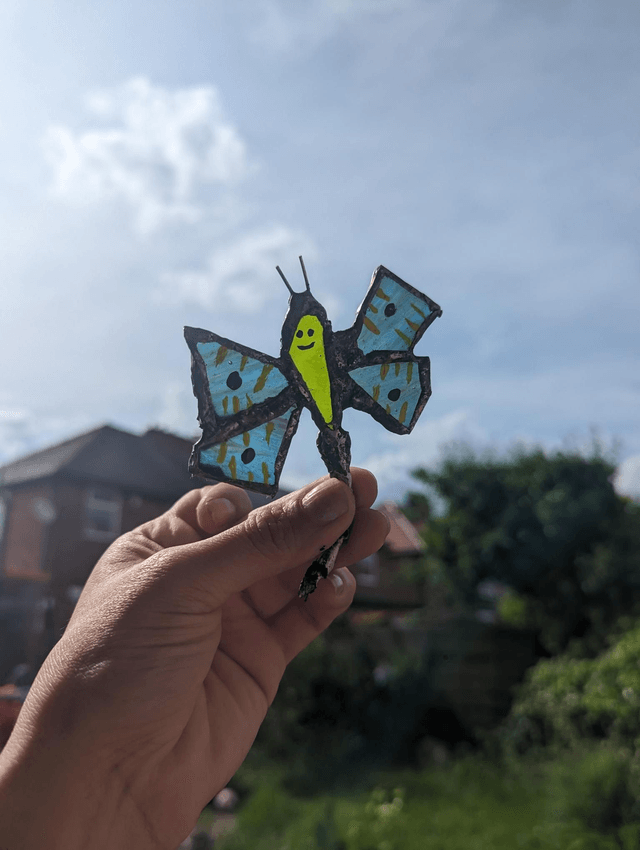 Stained glass decor gift, butterfly , suncatcher plant pot accessories 