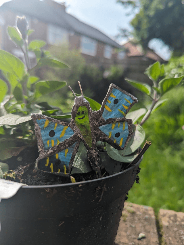 Stained glass decor gift, butterfly , suncatcher plant pot accessories 