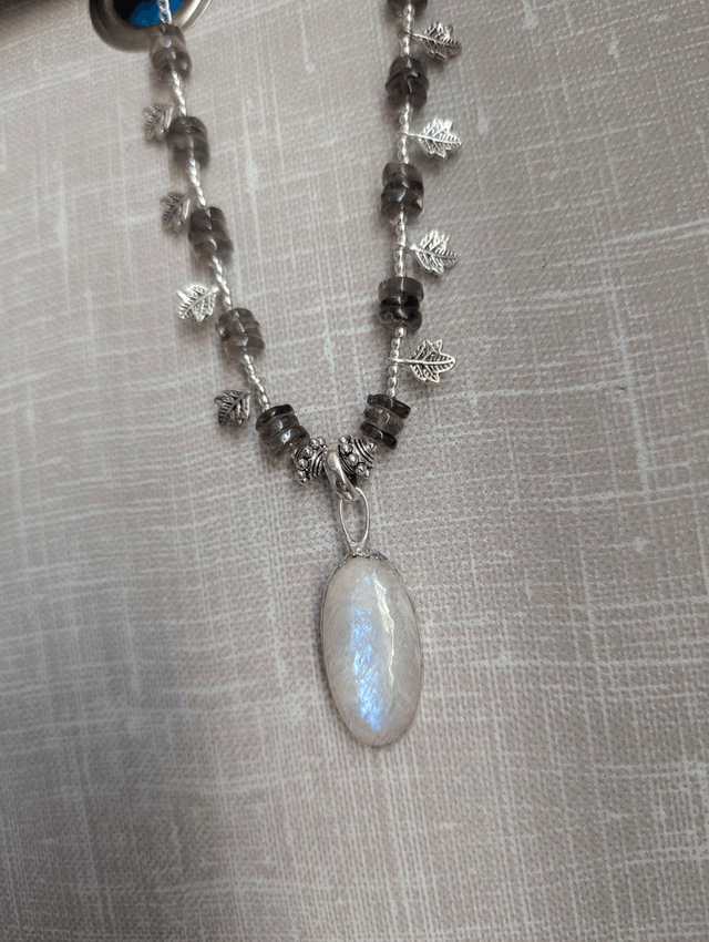 African moonstone and smoky quartz necklace autumn 
