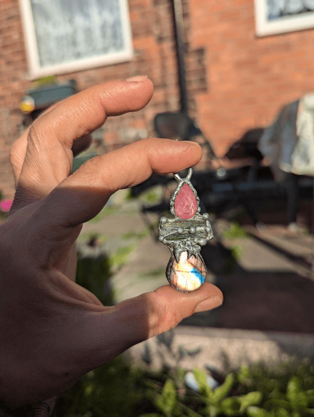 Mixed gemstones necklace, tourmaline, Labradorite 
