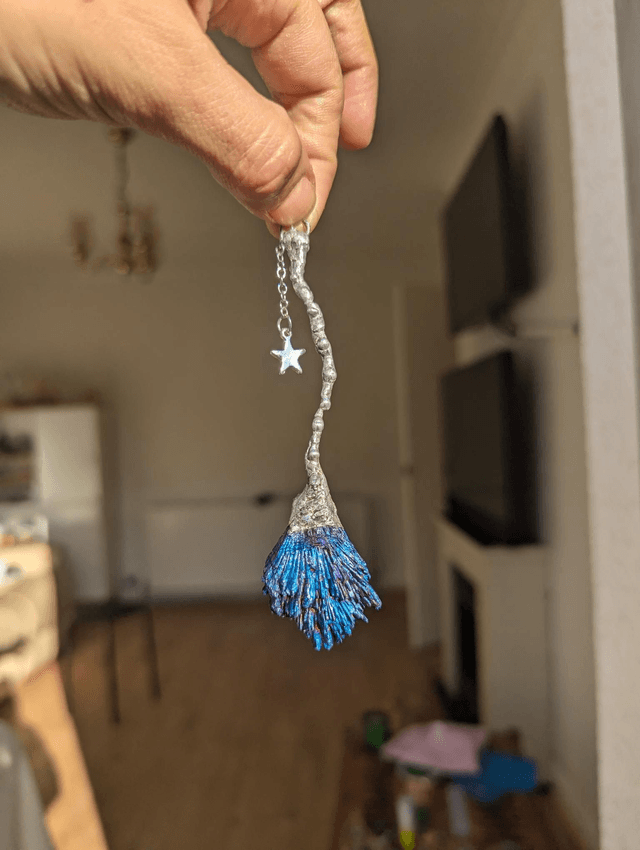 Witchy Broom with blue aura kyanite crystal 