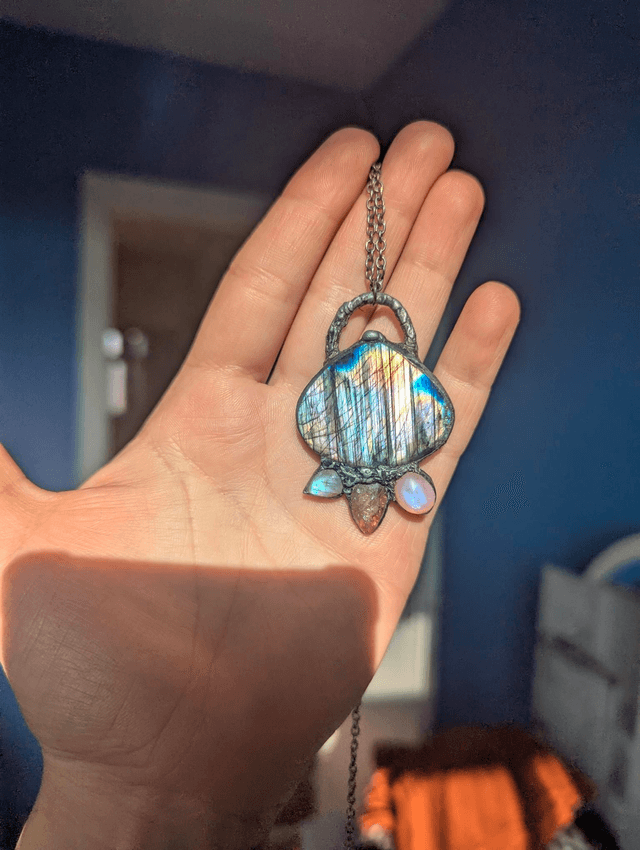 Labradorite multi with rainbow moonstone , rutile quartz 