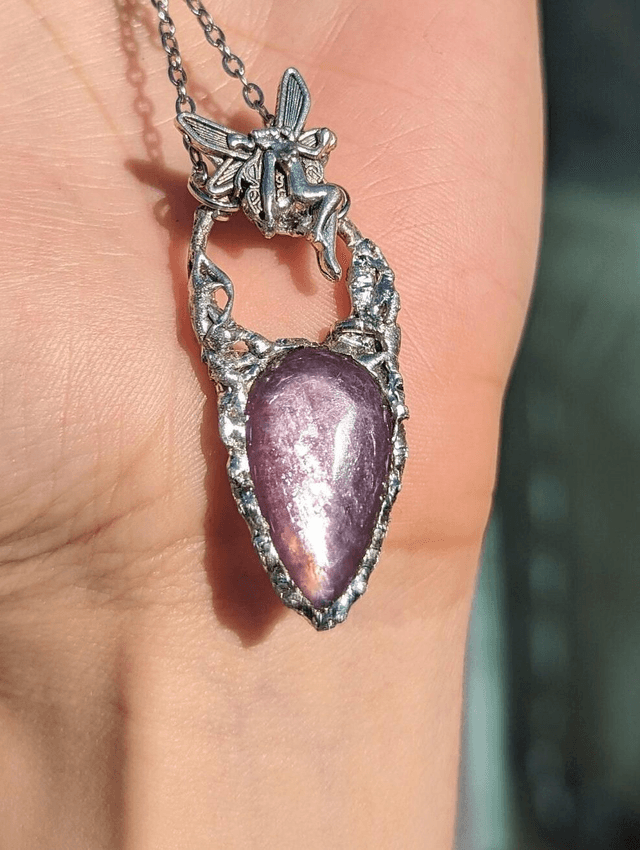mother of pear necklace l , frog prince, gemmy lepidolite, snowflake obsidian ,soldered necklace, handmade jewelry, gift