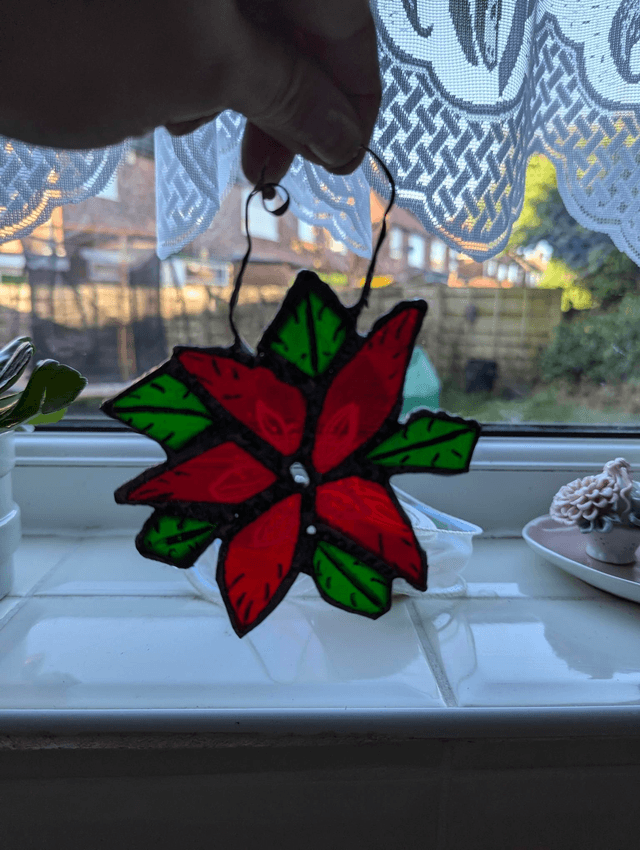 Handmade stained glass Poinsettia flower 