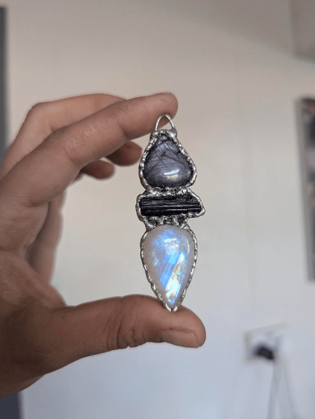 Ruby tourmaline and rainbow moonstone necklace multi gemstones 