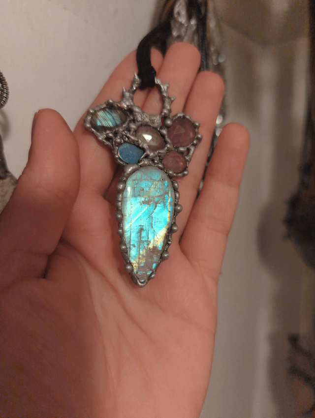 Statement gift rainbow moonstone, natural morganite , soldered jewelry, labradorite, 