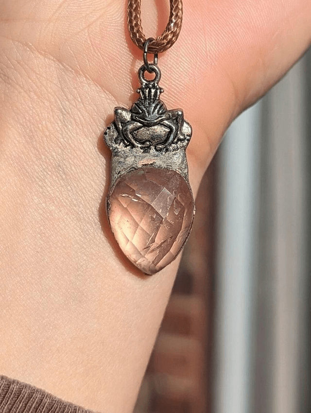 mother of pear necklace l , frog prince, gemmy lepidolite, snowflake obsidian ,soldered necklace, handmade jewelry, gift