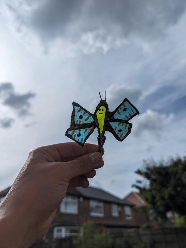 Stained glass decor gift, butterfly , suncatcher plant pot accessories 