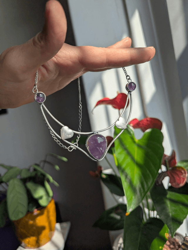 Pendant angel aura , amethyst collar you choose 