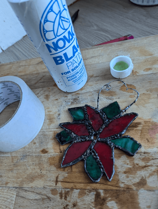 Handmade stained glass Poinsettia flower 