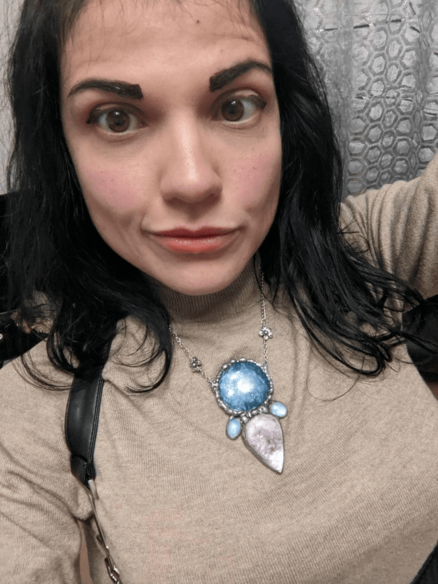 Lepidolite rainbow moonstone and apatite statement crystal necklace 