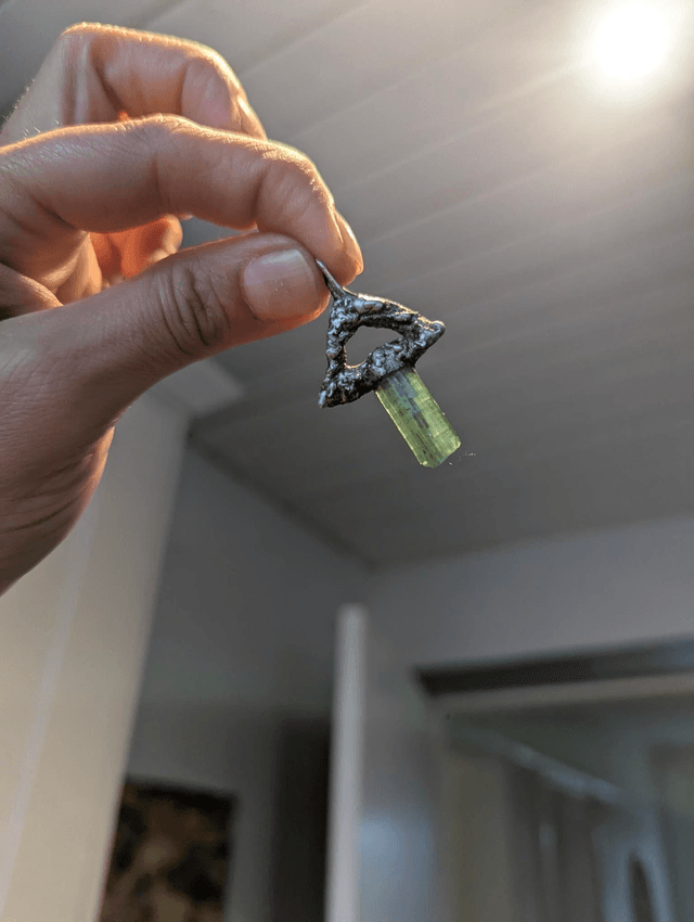 Green teal tourmaline mushroom shaped 