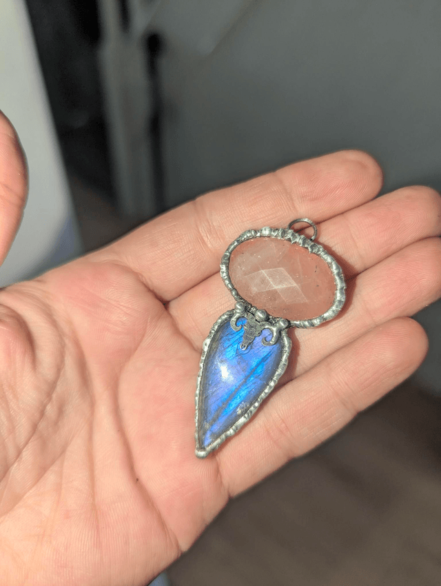 Rose quartz and purple labradorite 