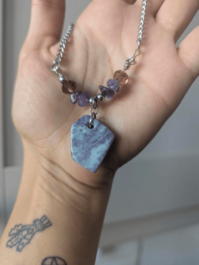 Rare kammererite necklace with amethyst beads 