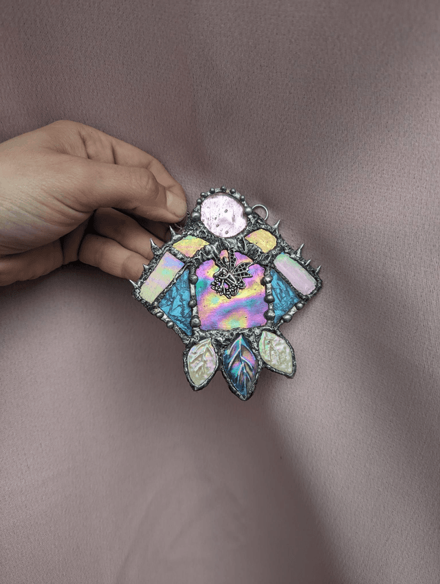 Stained glass fairy door , special decor, witchy, gift decor, suncatcher, window door hanging 