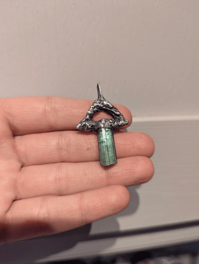 Green teal tourmaline mushroom shaped 