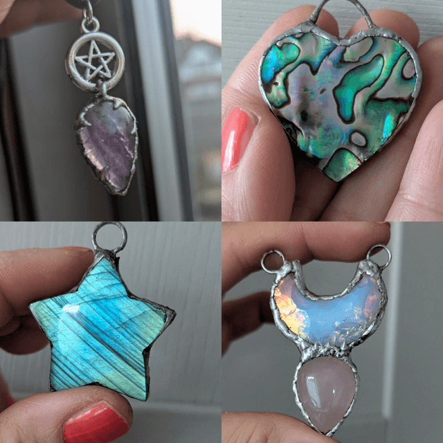 Happy vibes collection, abalone, rose quartz, labradorite star 