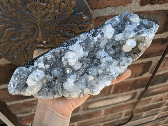 Aphophyllite on blue Chalcedony, rare crystal from Brazil 