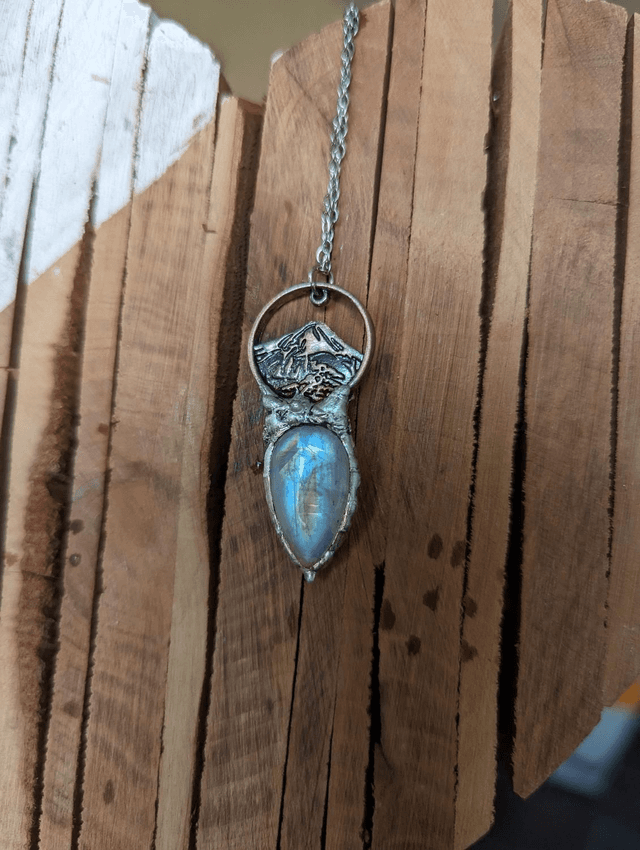 Rainbow moonstone mountain necklace 