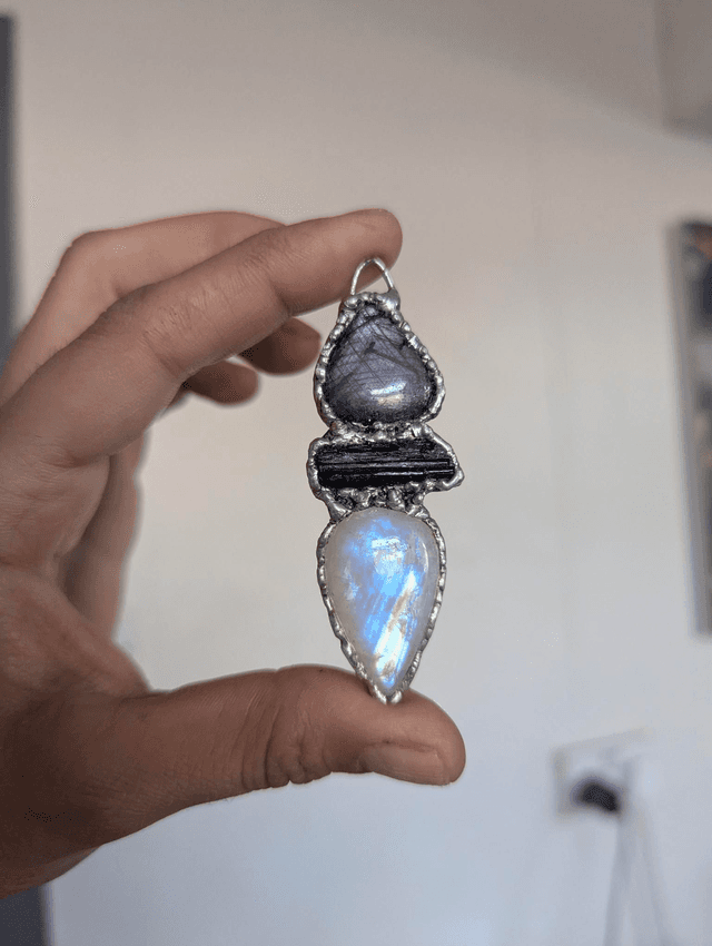 Ruby tourmaline and rainbow moonstone necklace multi gemstones 