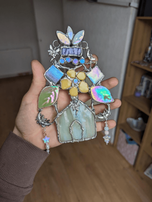 Fairy land  , Rare stained glass , artwork , ceramic decor Indoor Wall Hanging Art Ornament gift window