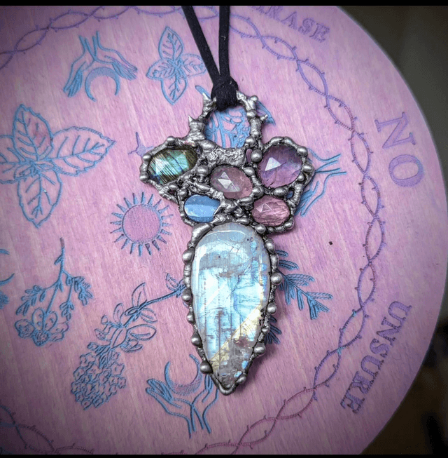 Statement gift rainbow moonstone, natural morganite , soldered jewelry, labradorite, 