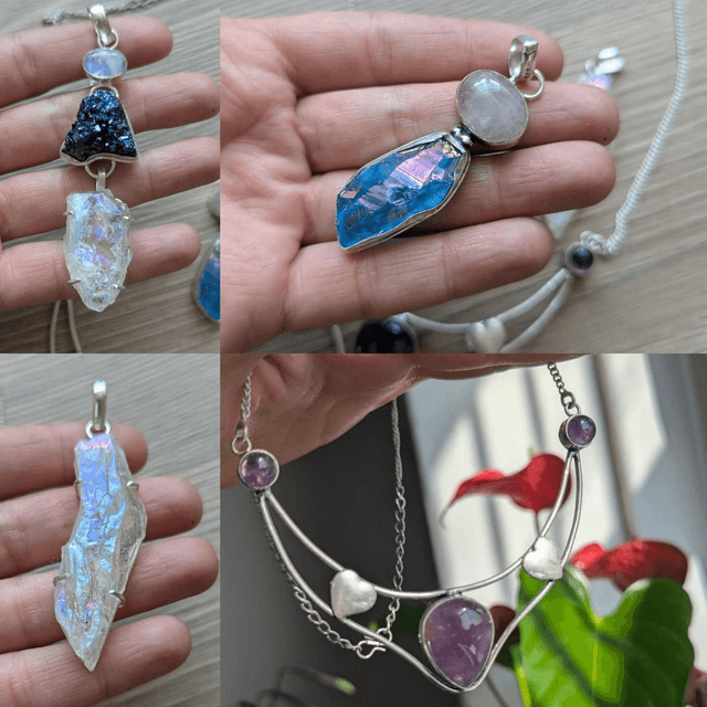 Pendant angel aura , amethyst collar you choose 
